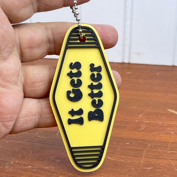Retro Motel Keychain, It Gets Better, Ballchain Keychain - Picture 5 of 5